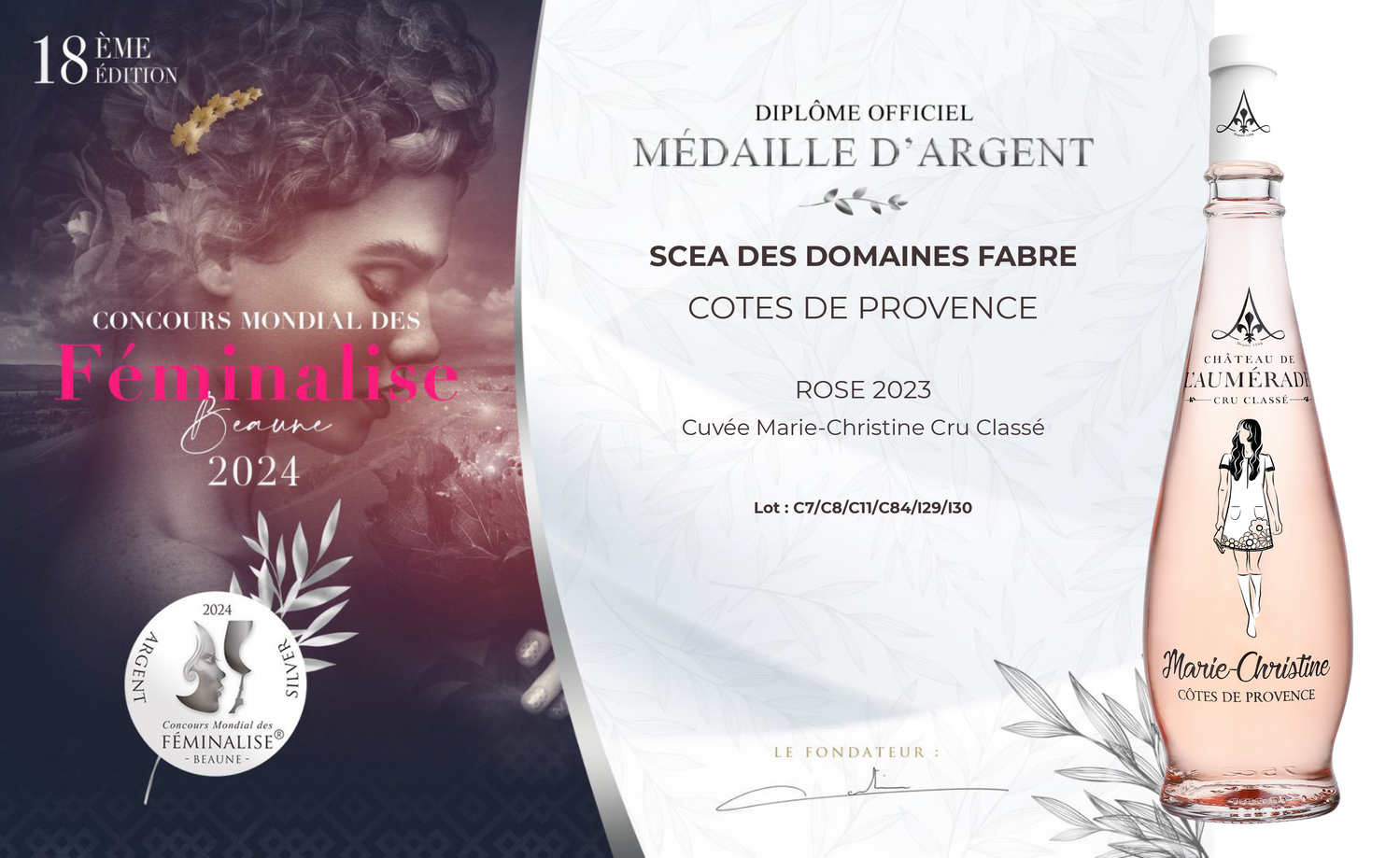 Médaille d'Argent pour la cuvée Marie-Christine Rosé Cru Classé !